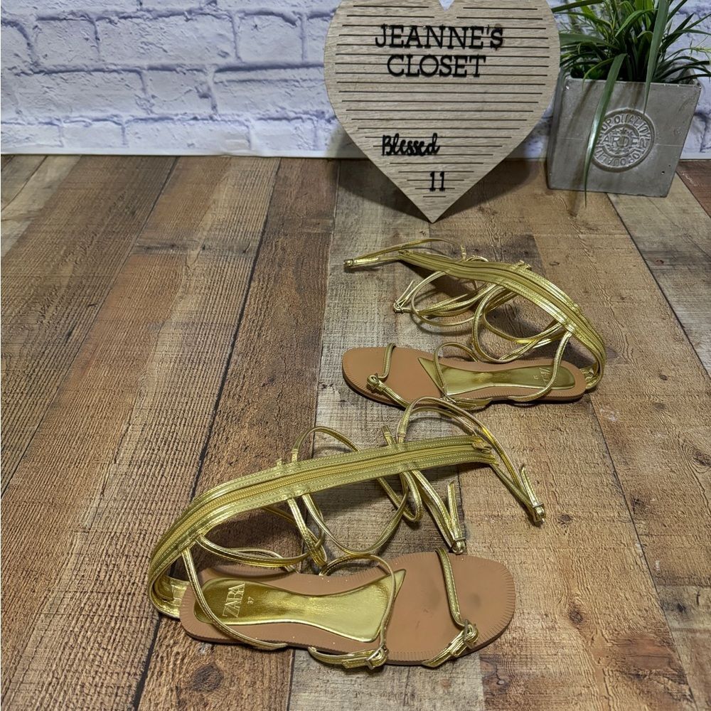 ZARA MULTI STRAP FLAT SANDALS with buckle detail bloggers favorite 37 6.5 - Picture 12 of 12